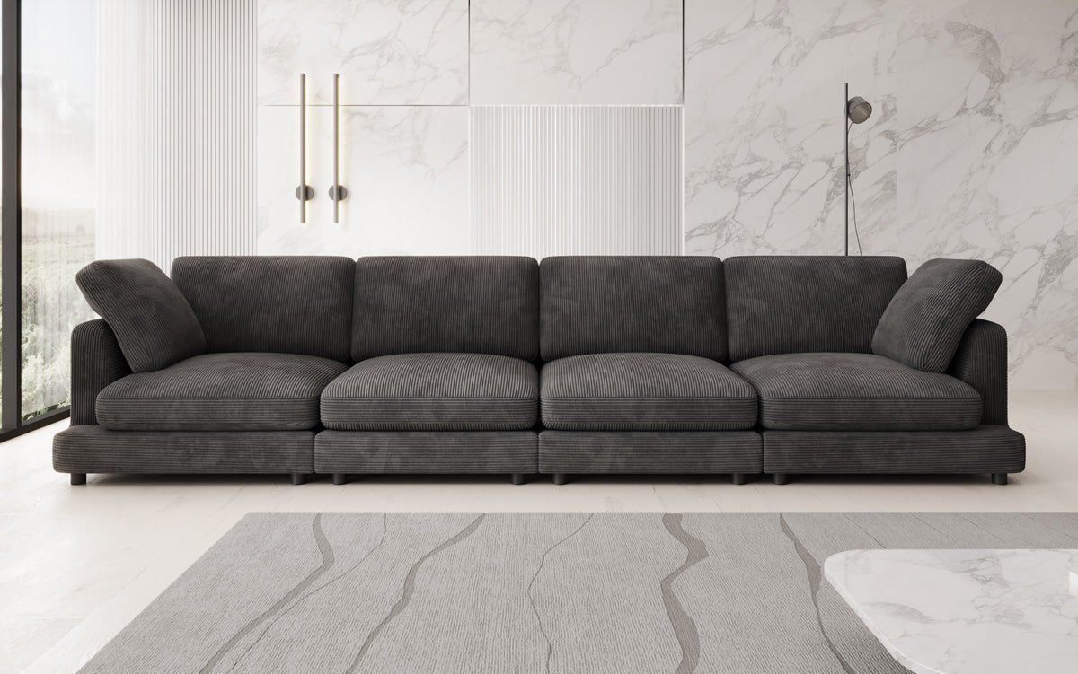 Designer 4-Seater Sofa Thalessa in Corduroy