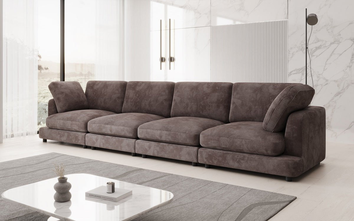 Designer 4-Seater Sofa Thalessa in Corduroy