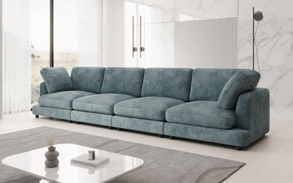 Designer 4-Seater Sofa Thalessa in Corduroy