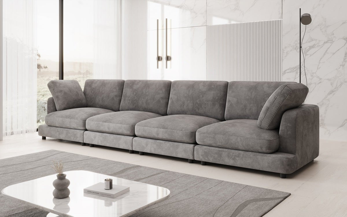 Designer 4-Seater Sofa Thalessa in Corduroy