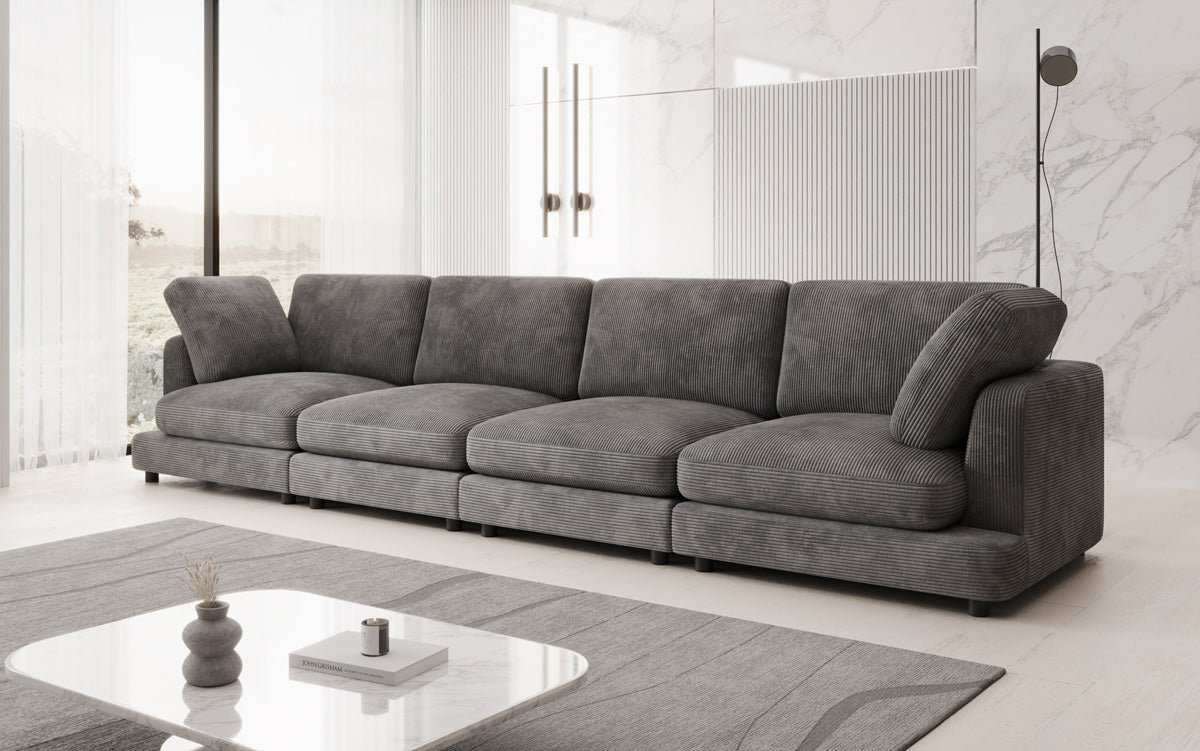 Designer 4-Seater Sofa Thalessa in Corduroy