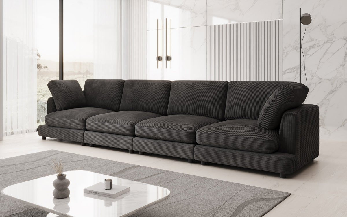 Designer 4-Seater Sofa Thalessa in Corduroy