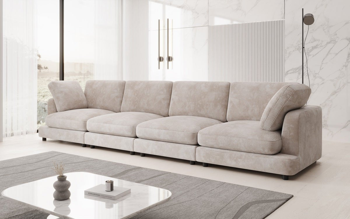 Designer 4-Seater Sofa Thalessa in Corduroy