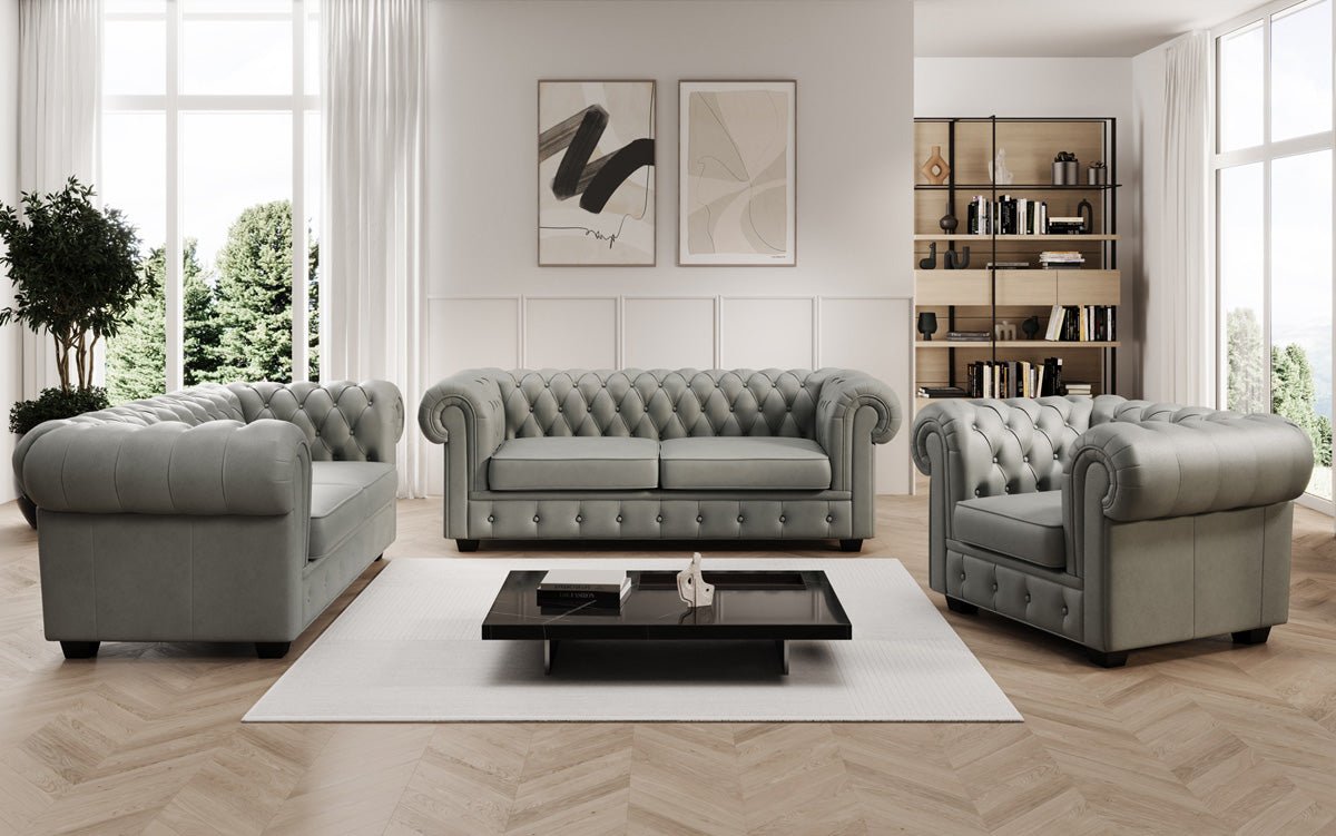Chesterfield 3-seater sofa Royal in genuine leather