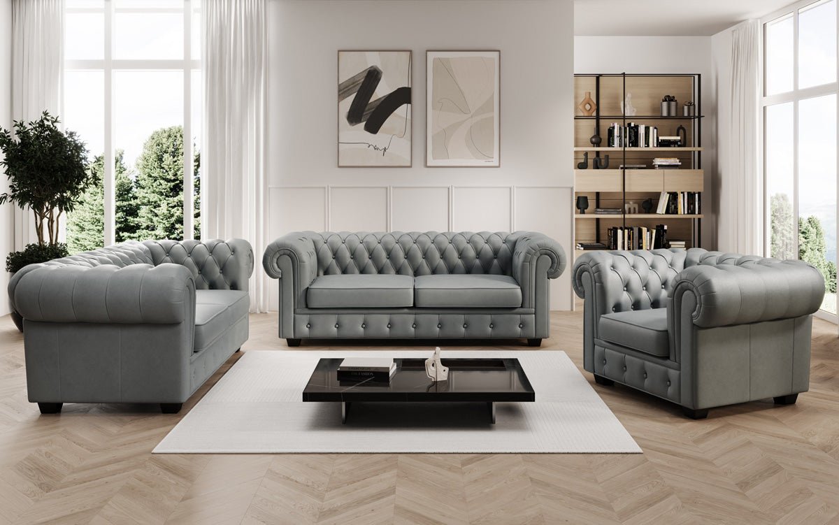 Chesterfield 3-seater sofa Royal in genuine leather