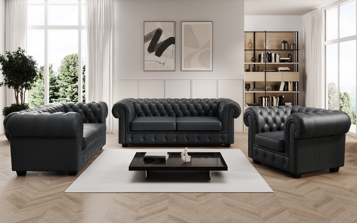 Chesterfield 3-seater sofa Royal in genuine leather