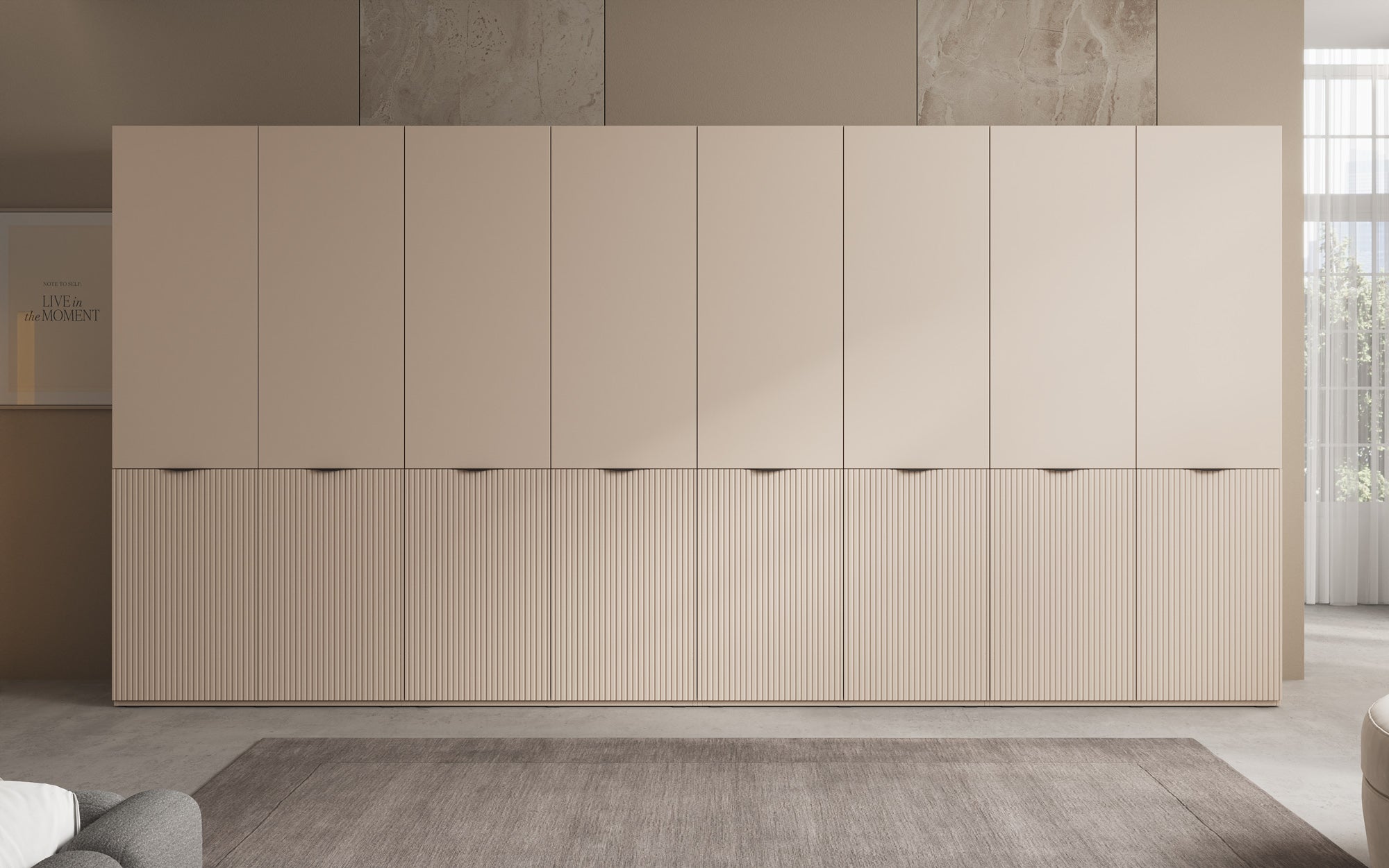 Modulo Faro XL – Four-module design wardrobe with structured MDF front