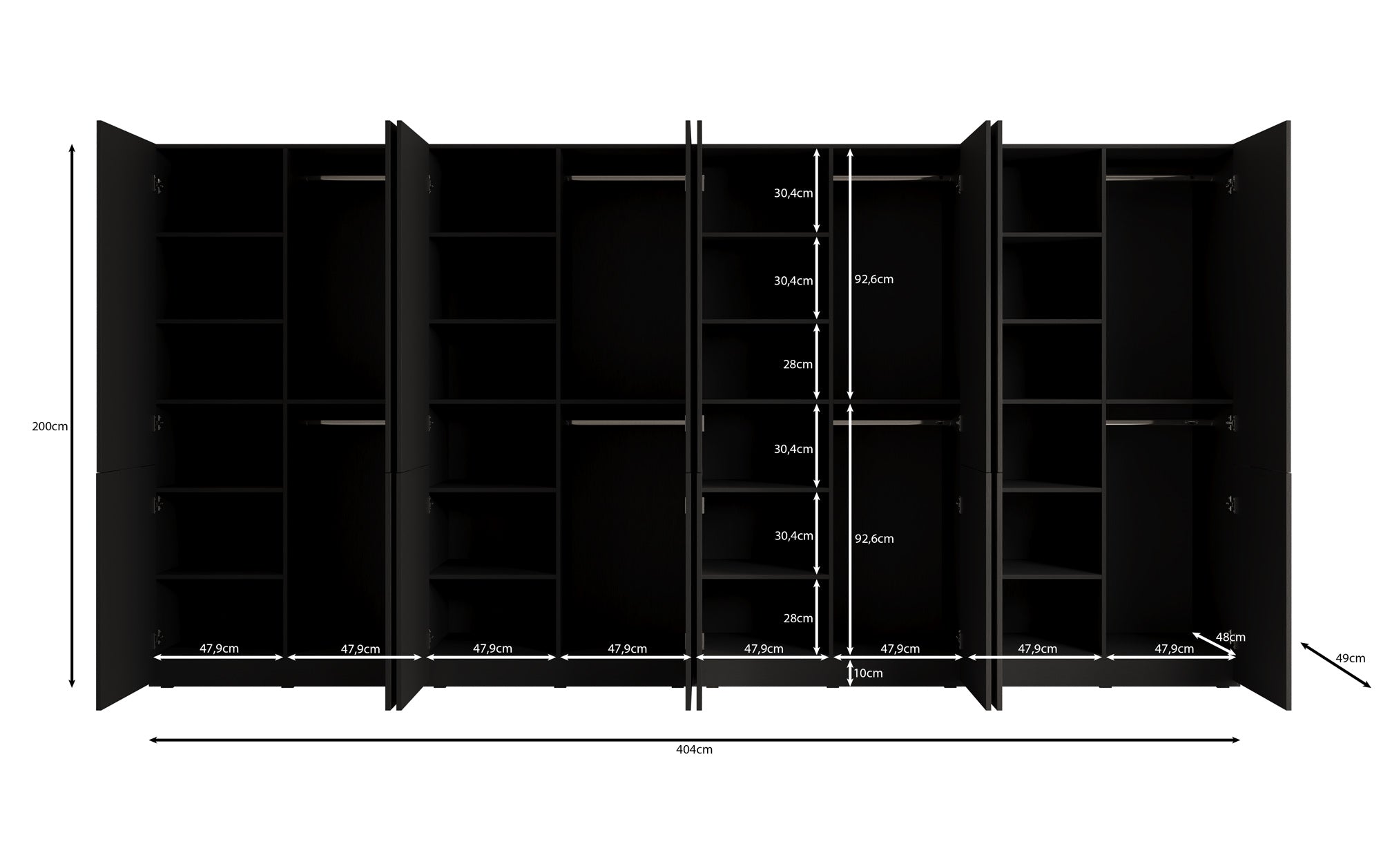 Modulo Naro XL – Four-module design wardrobe in Oak Wotan
