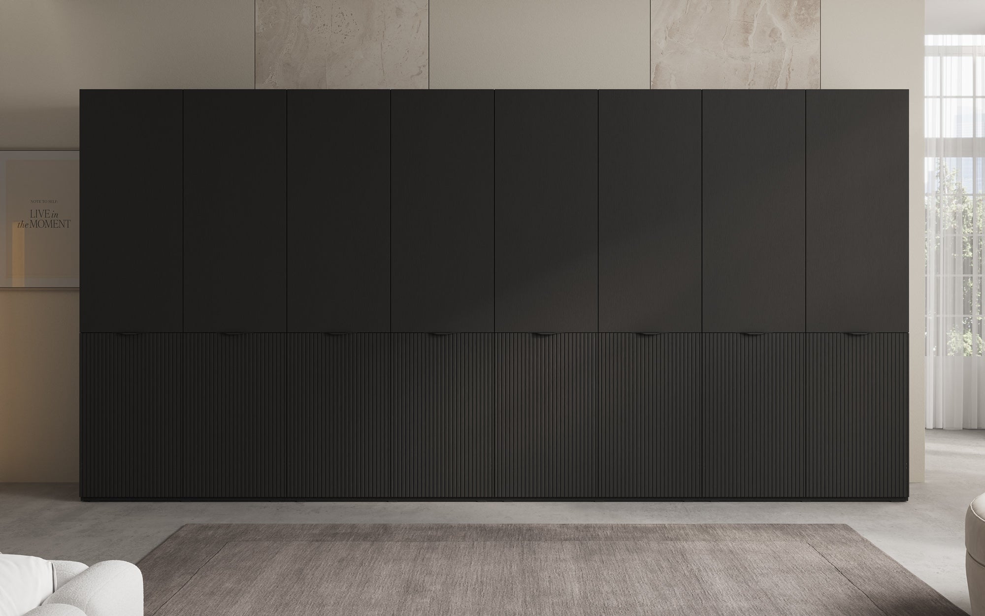 Modulo Faro XL – Four-module design wardrobe with structured MDF front