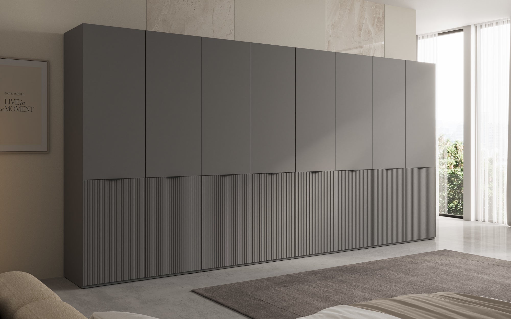 Modulo Faro XL – Four-module design wardrobe with structured MDF front