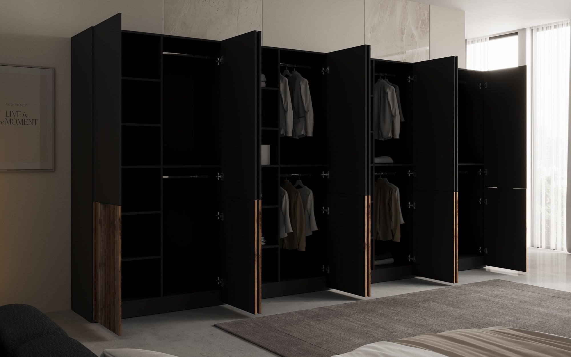 Modulo Naro XL – Four-module design wardrobe in Oak Wotan