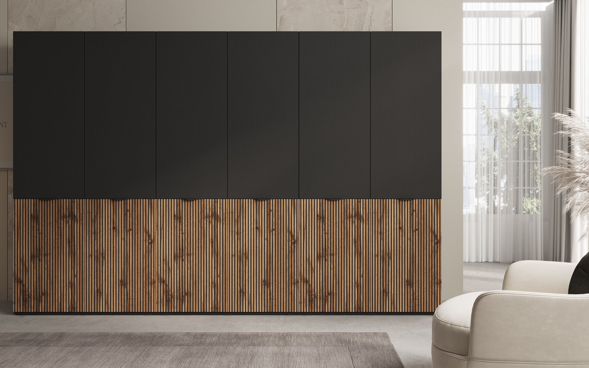 Modulo Naro Trio – Three-module design wardrobe in Oak Wotan