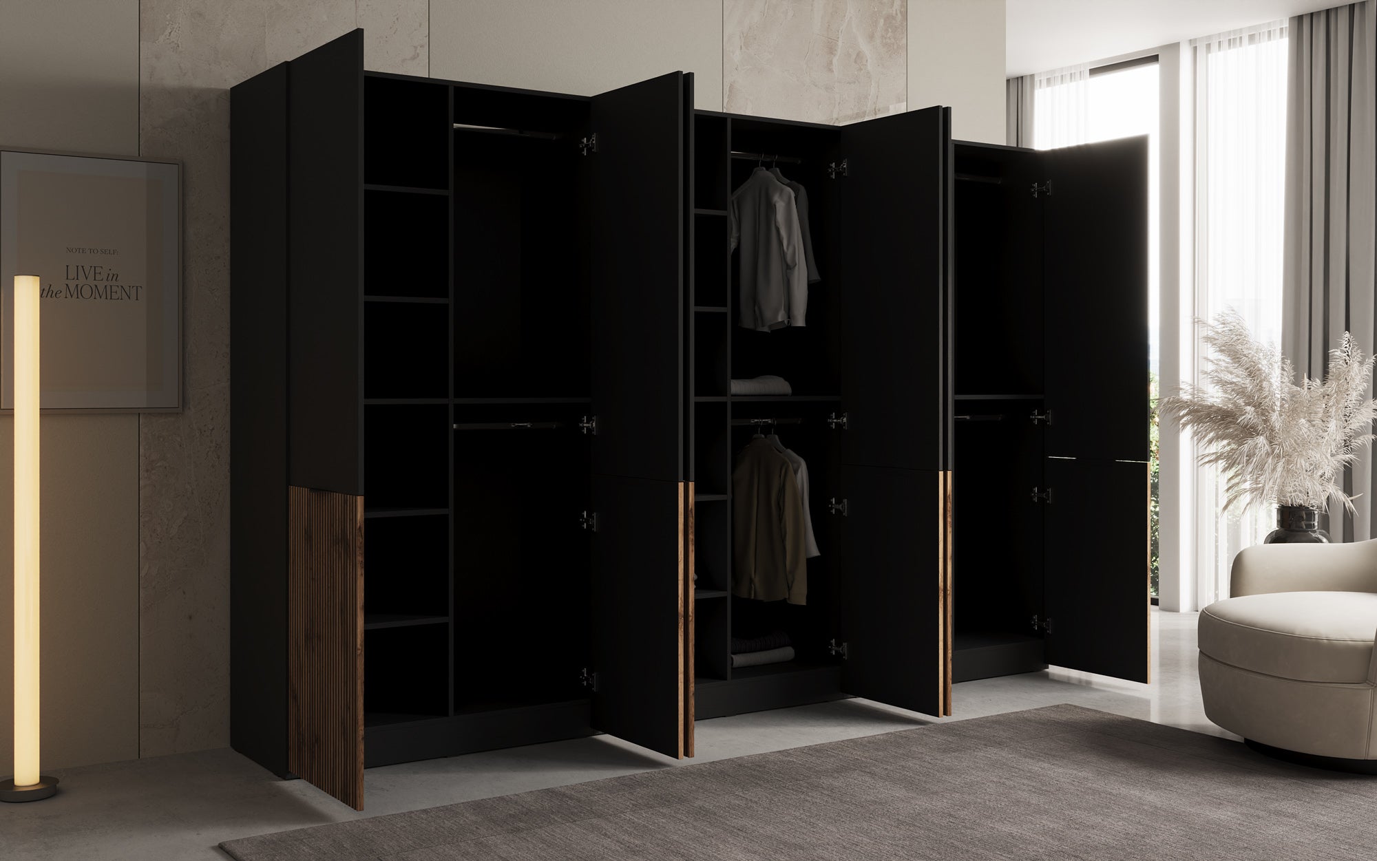 Modulo Naro Trio – Three-module design wardrobe in Oak Wotan