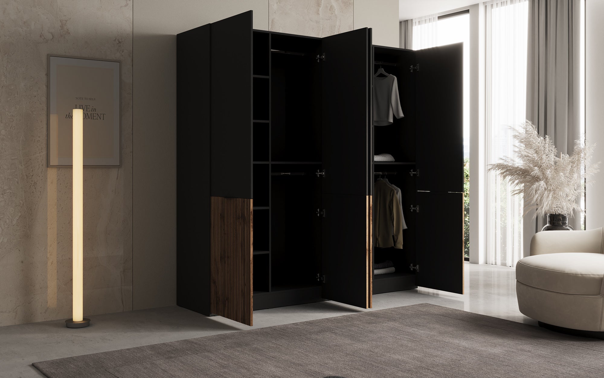 Modulo Naro Duo – Two-module design wardrobe in Oak Wotan