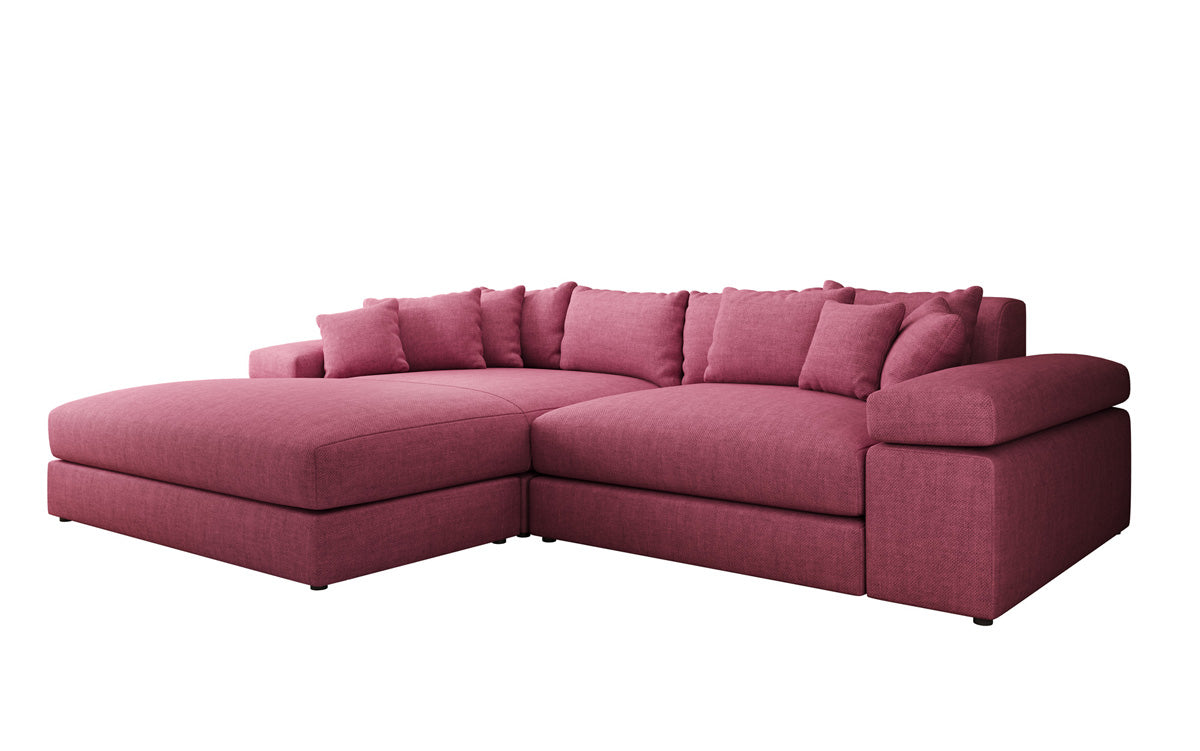 Designer corner sofa Bernardo with wide ottoman in linen look