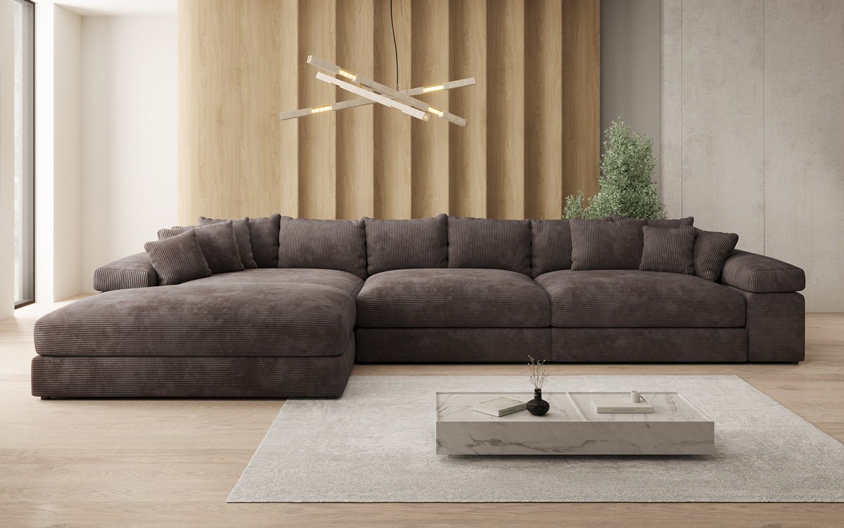 Designer Sofa Bernardo L Maxi with Wide Ottoman in Corduroy