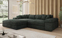 Designer corner sofa Bernardo with wide ottoman in Corduroy