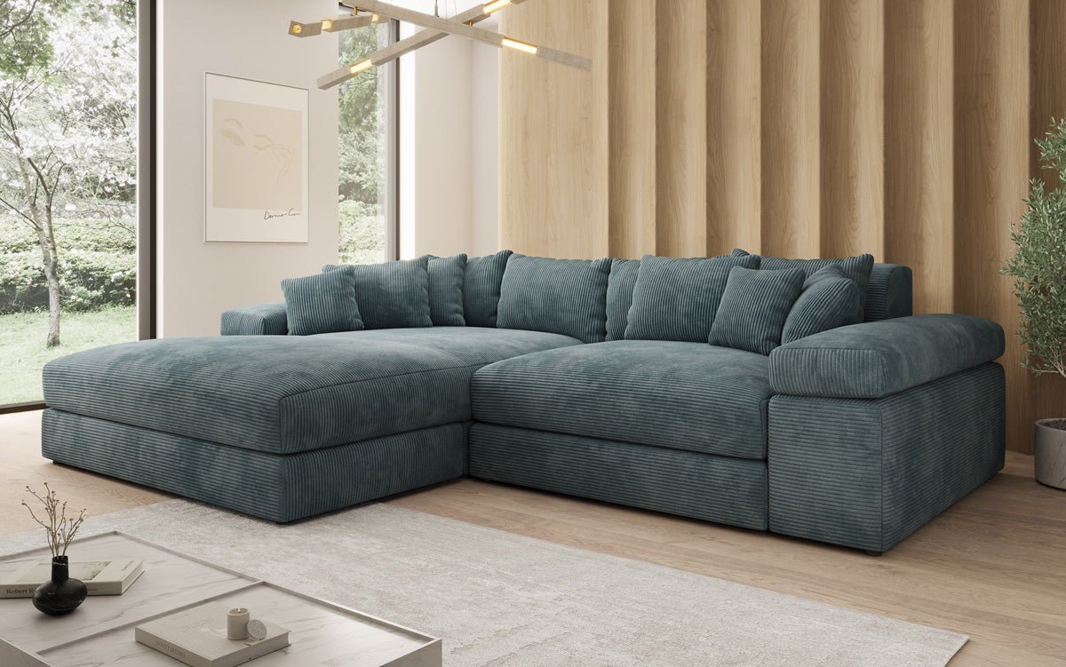 Designer Sofa Bernardo mit breiter Ottomane in Cord