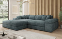 Designer corner sofa Bernardo with wide ottoman in Corduroy