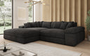 Designer corner sofa Bernardo with wide ottoman in Corduroy