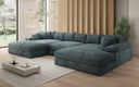 Designer Sofa Bernardo U with wide ottoman in Corduroy