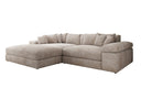 Designer corner sofa Bernardo with wide ottoman in Corduroy