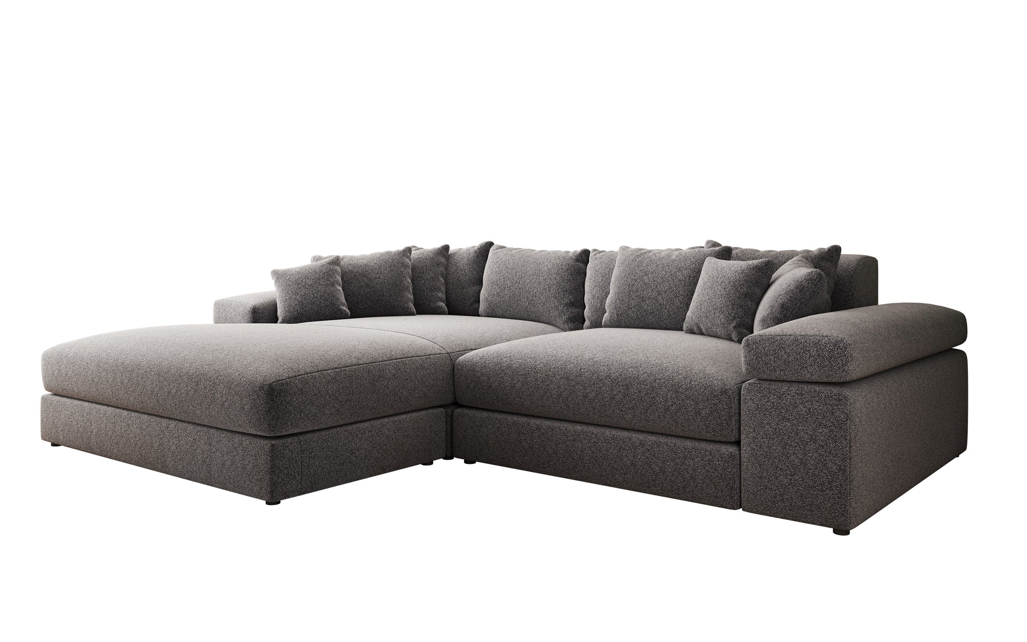 Designer Sofa Bernardo with Wide Ottoman in Textured Fabric