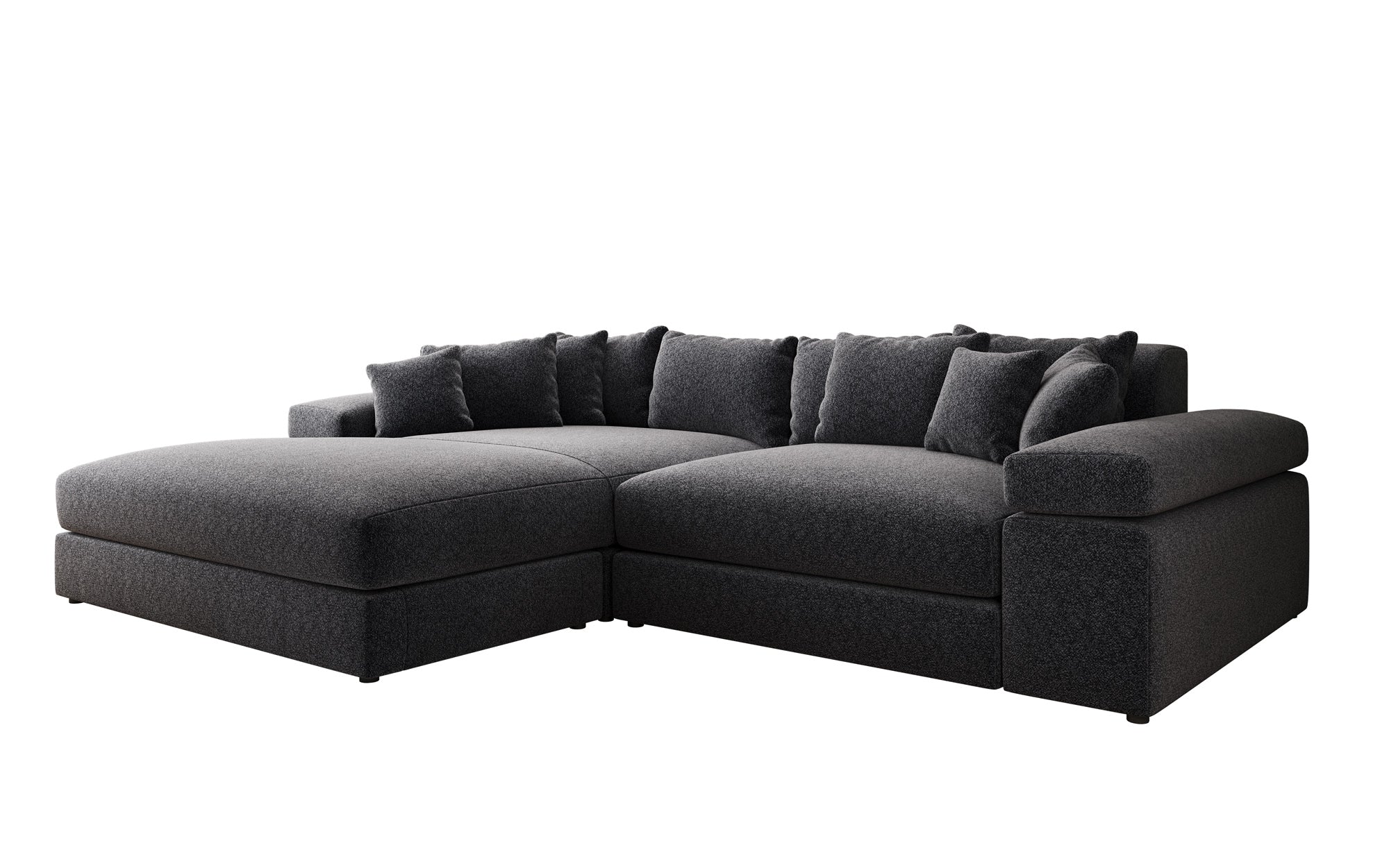 Designer Sofa Bernardo with Wide Ottoman in Textured Fabric