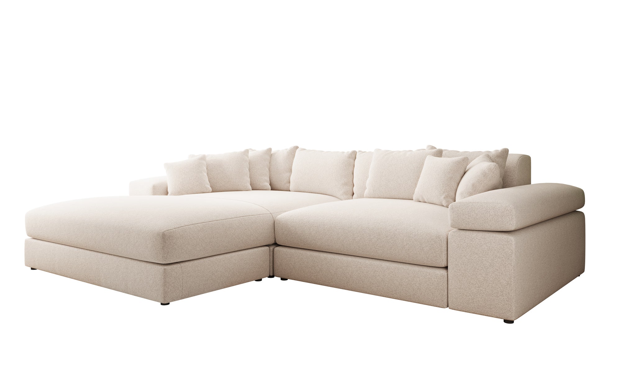 Designer Sofa Bernardo with Wide Ottoman in Textured Fabric