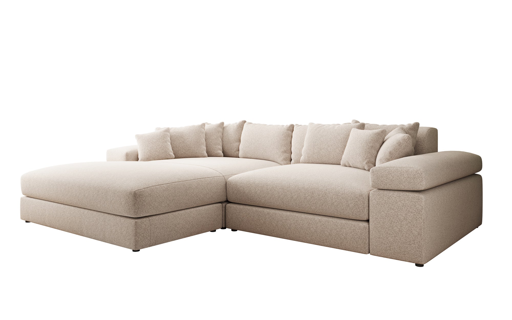 Designer Sofa Bernardo with Wide Ottoman in Textured Fabric