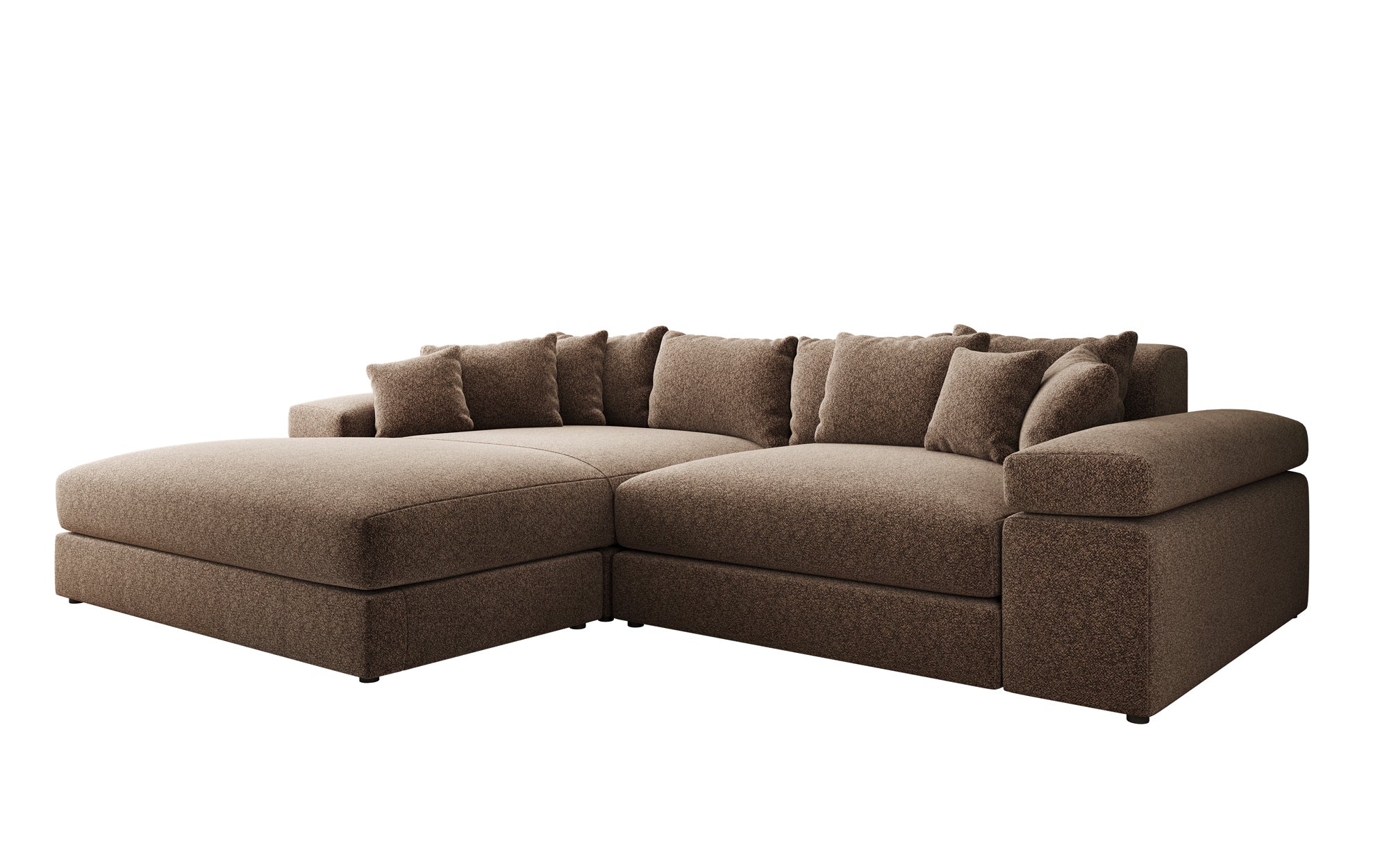 Designer Sofa Bernardo with Wide Ottoman in Textured Fabric
