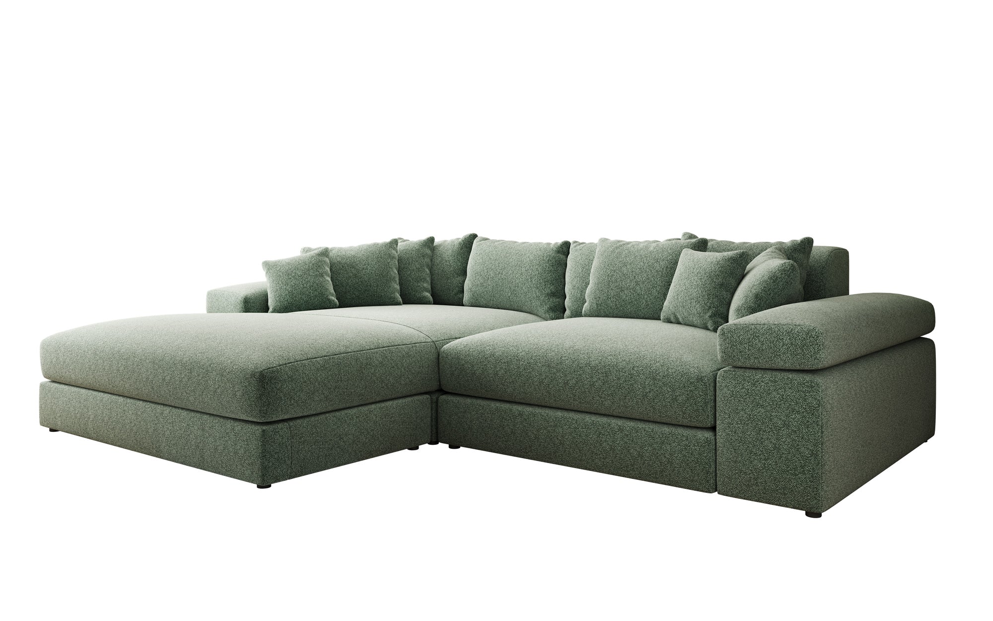 Designer Sofa Bernardo with Wide Ottoman in Textured Fabric