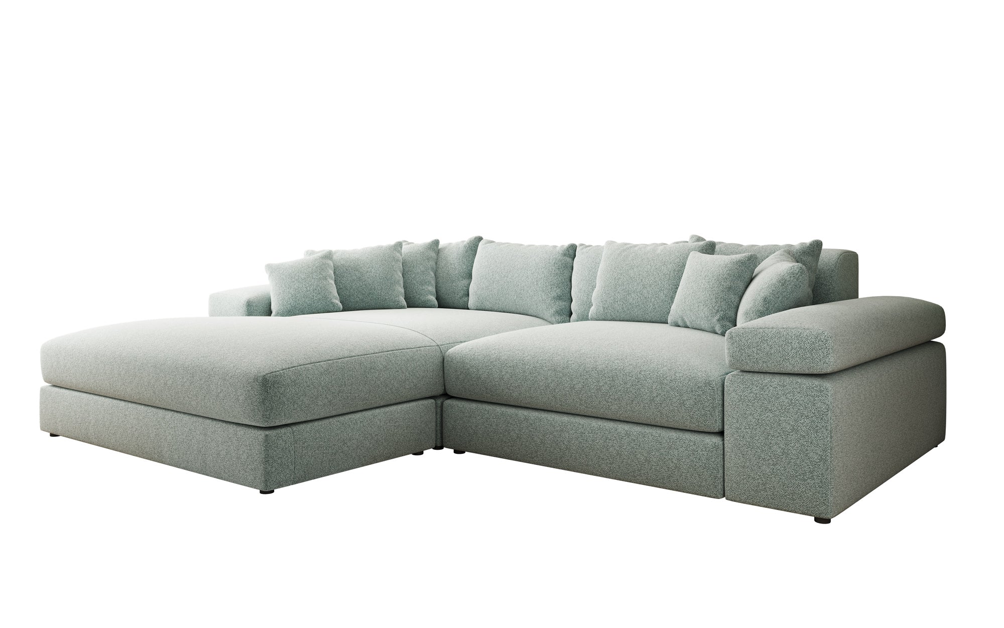 Designer Sofa Bernardo with Wide Ottoman in Textured Fabric