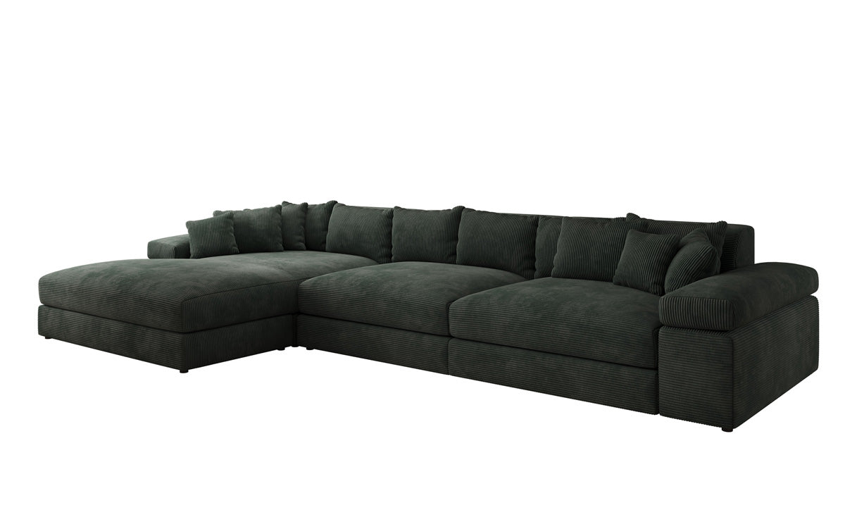 Designer Sofa Bernardo L Maxi with Wide Ottoman in Corduroy