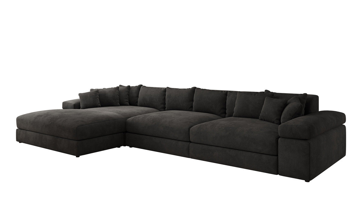 Designer Sofa Bernardo L Maxi with Wide Ottoman in Corduroy
