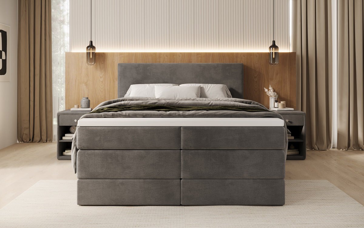 Box spring bed Noren with storage in velvet