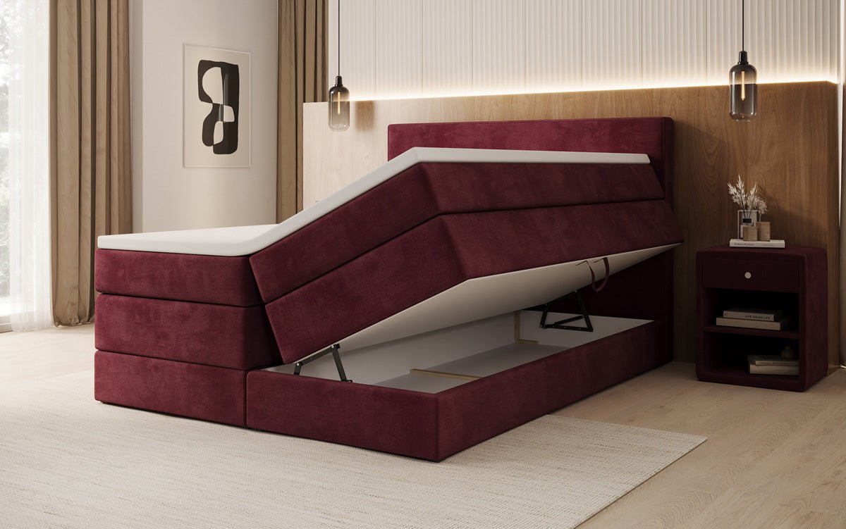 Box spring bed Noren with storage in velvet