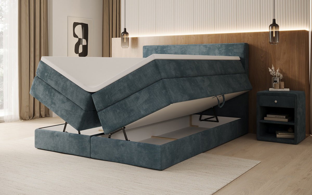Boxspringbett Noren mit Stauraum in Cord