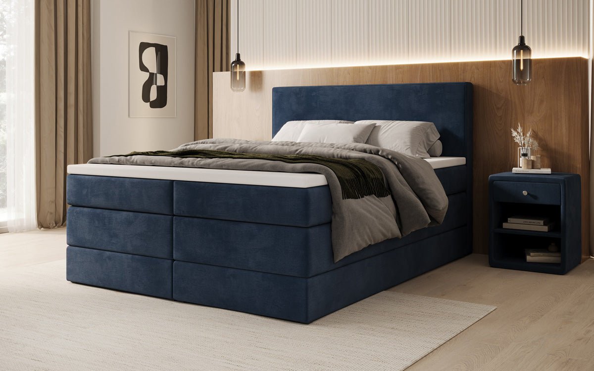 Box spring bed Noren with storage in velvet