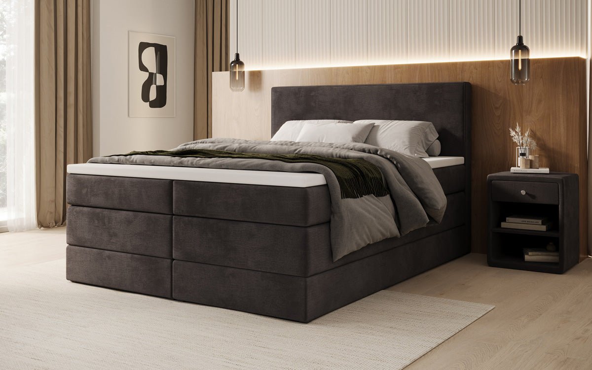 Box spring bed Noren with storage in velvet