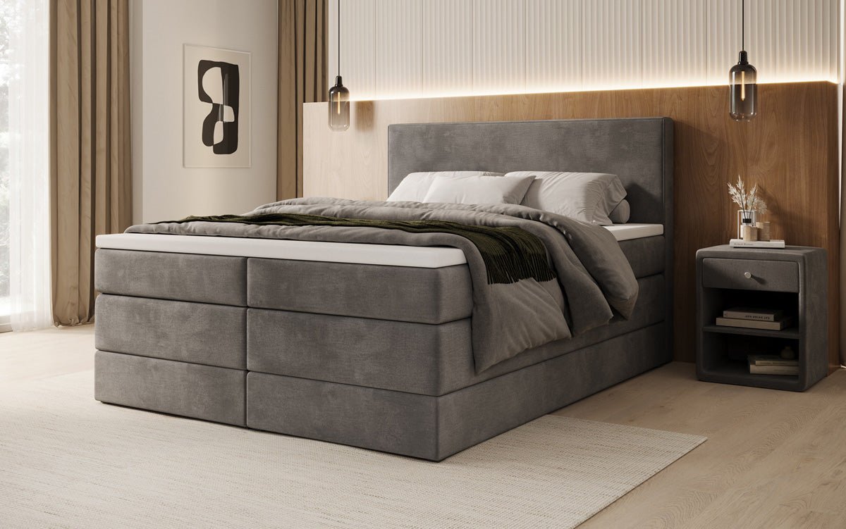 Box spring bed Noren with storage in velvet
