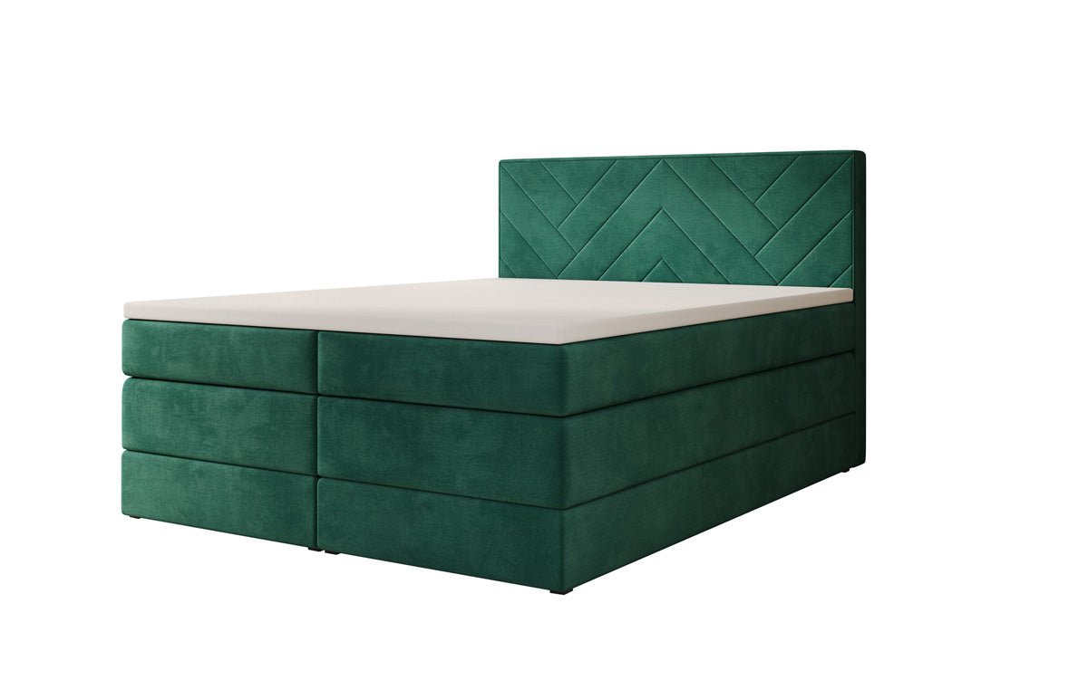 Box spring bed Norella with storage in velvet
