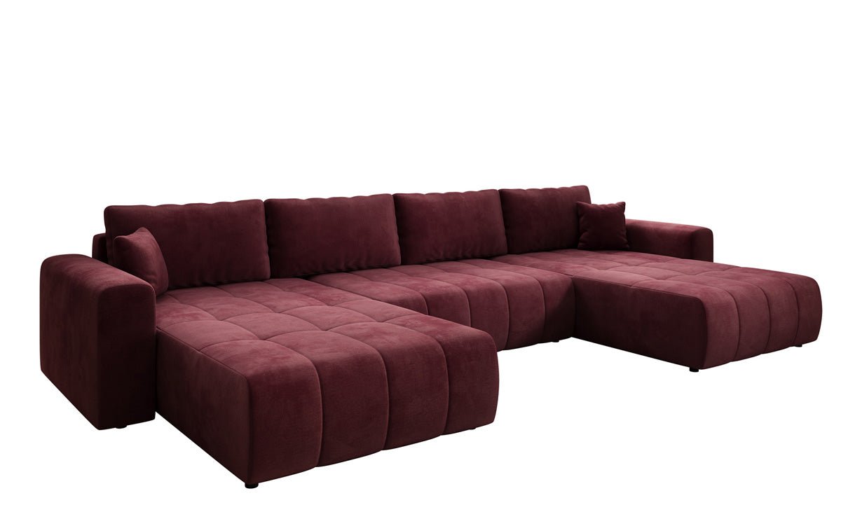Designer Sofa Leveno U mit Schlaf- und Klappfunktion in Samt