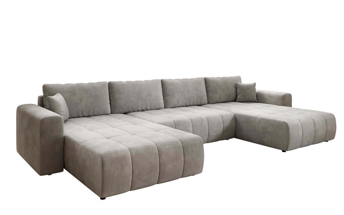 Designer Sofa Leveno U mit Schlaf- und Klappfunktion in Samt