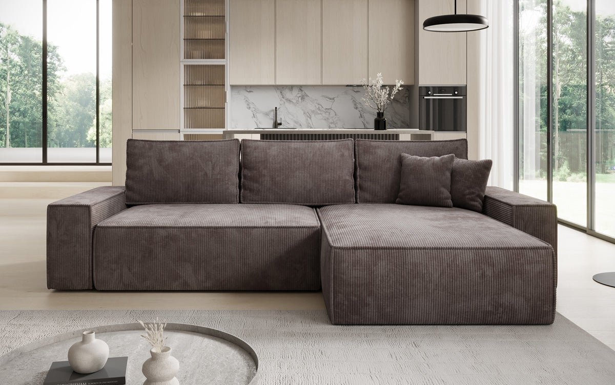 Designer Sofa Lunaro mit Schlaf- und Klappfunktion in Cord