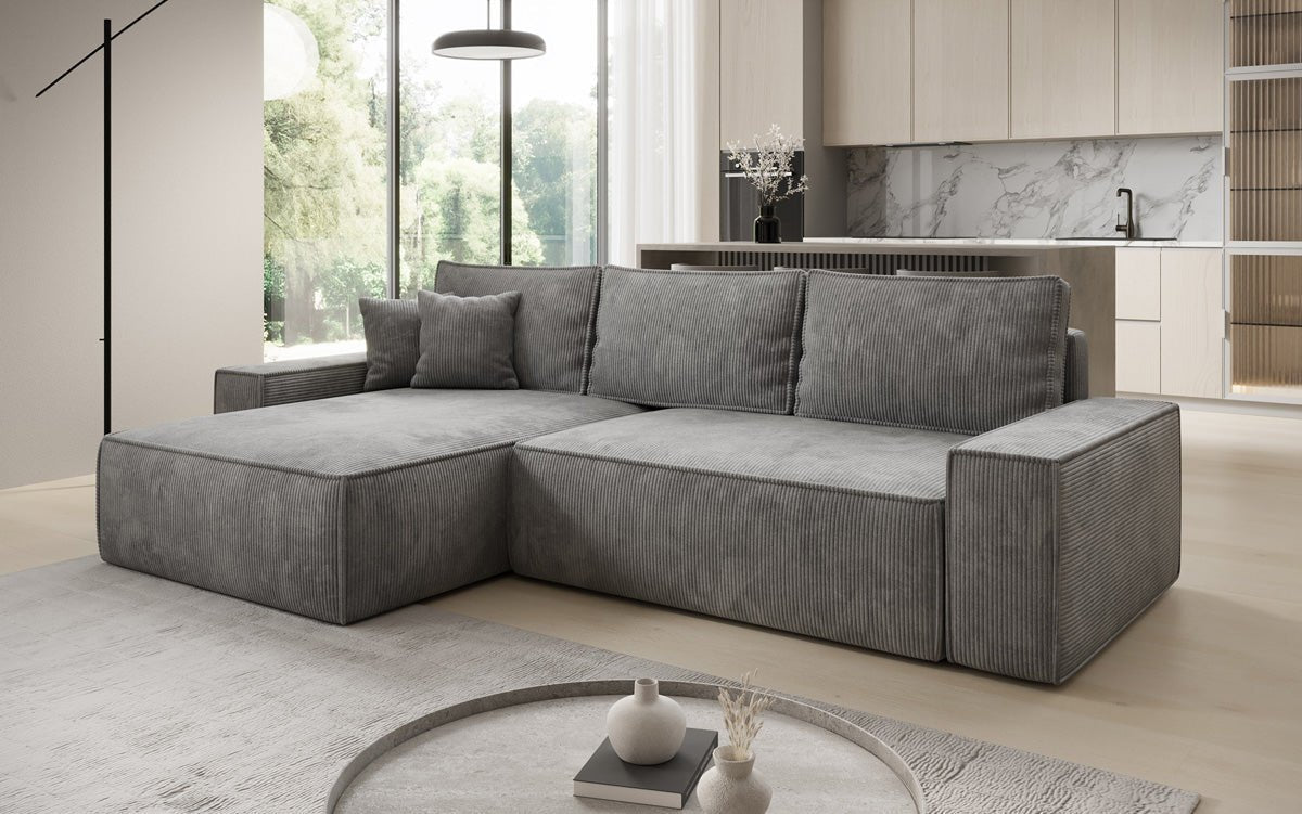 Designer Sofa Lunaro mit Schlaf- und Klappfunktion in Cord