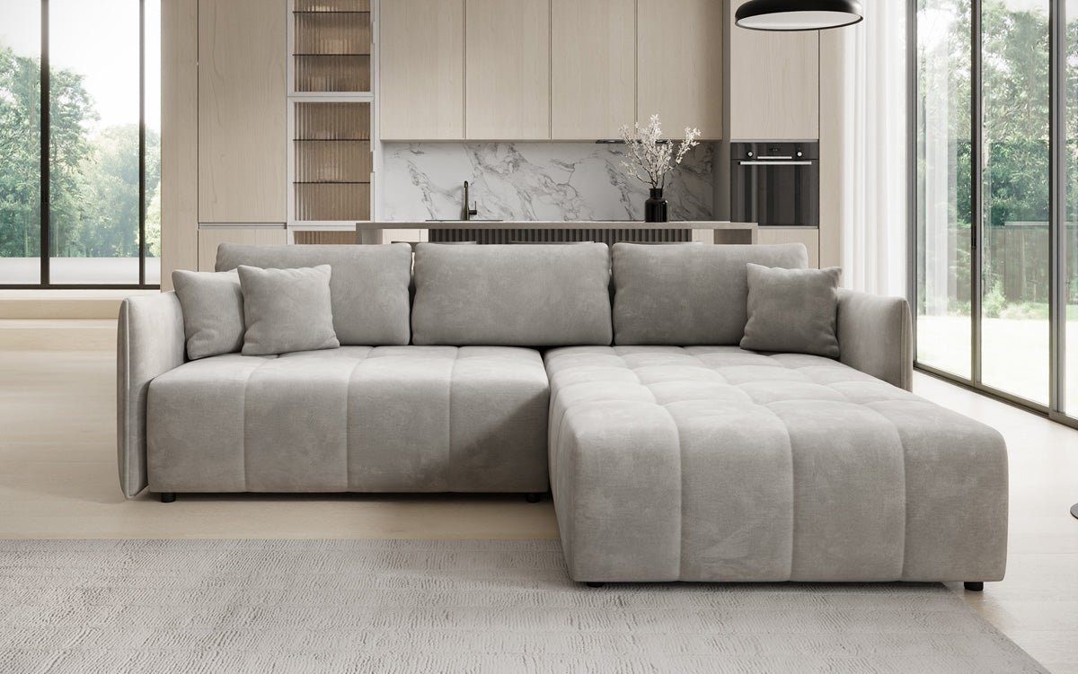 Designer Sofa Velaro L mit Schlaf- und Klappfunktion in Samt