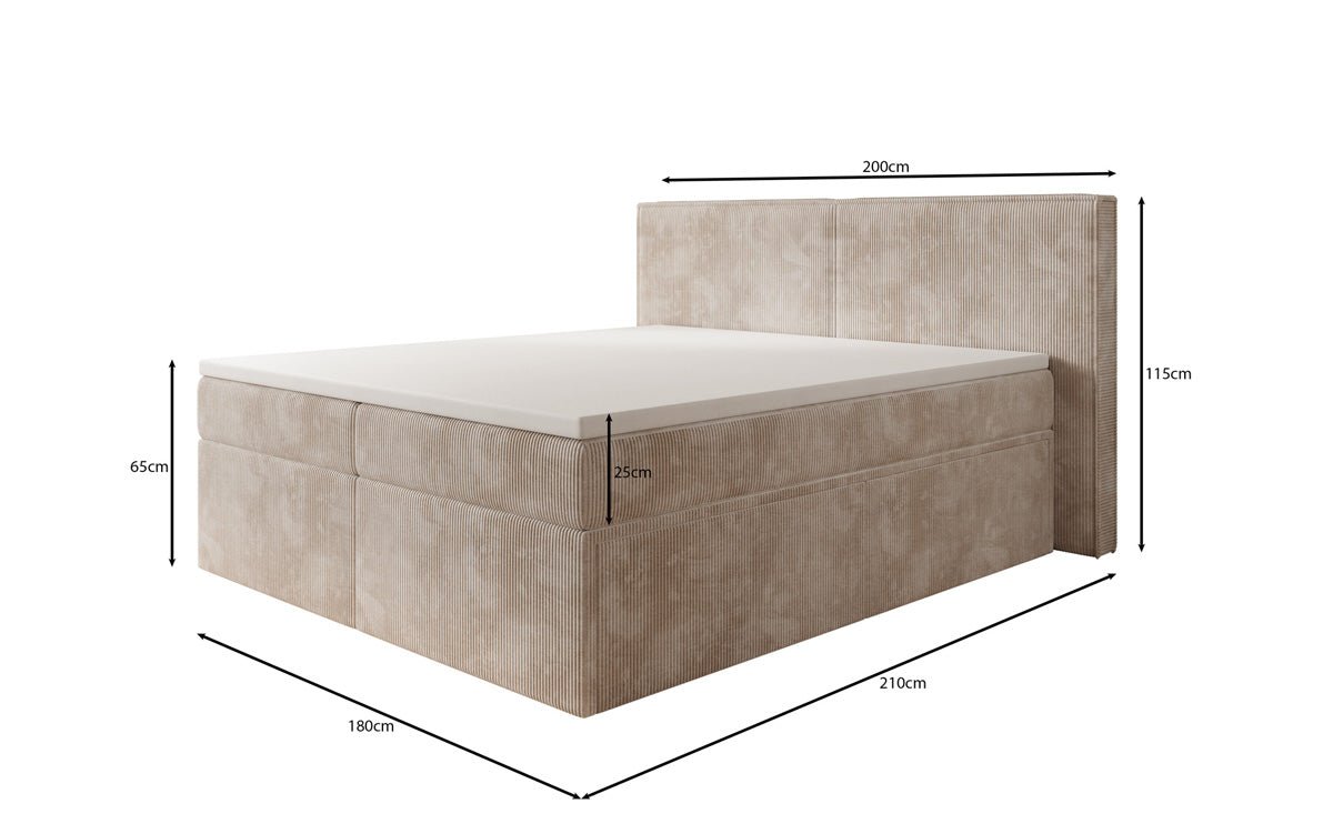 Box spring bed Ophelia with drawers in Corduroy