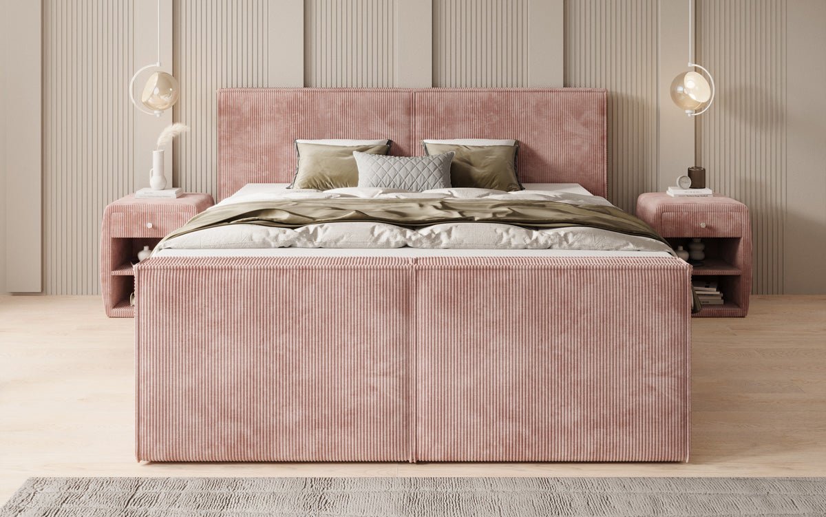Box spring bed Ophelia II with drawers in Corduroy