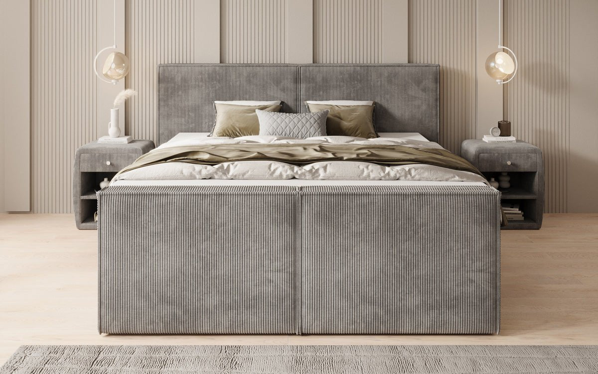 Box spring bed Ophelia II with drawers in Corduroy